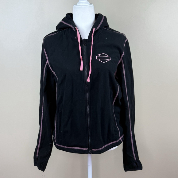 HARLEY Women's 1W Black Mesh Biker Jacket 3-in-1 Style Pink Jewels Plus 18/20 - Picture 5 of 13